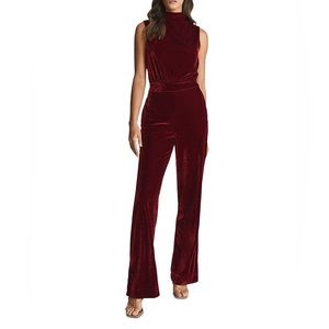 NWT Reiss cranberry/merlot velvet jumpsuit